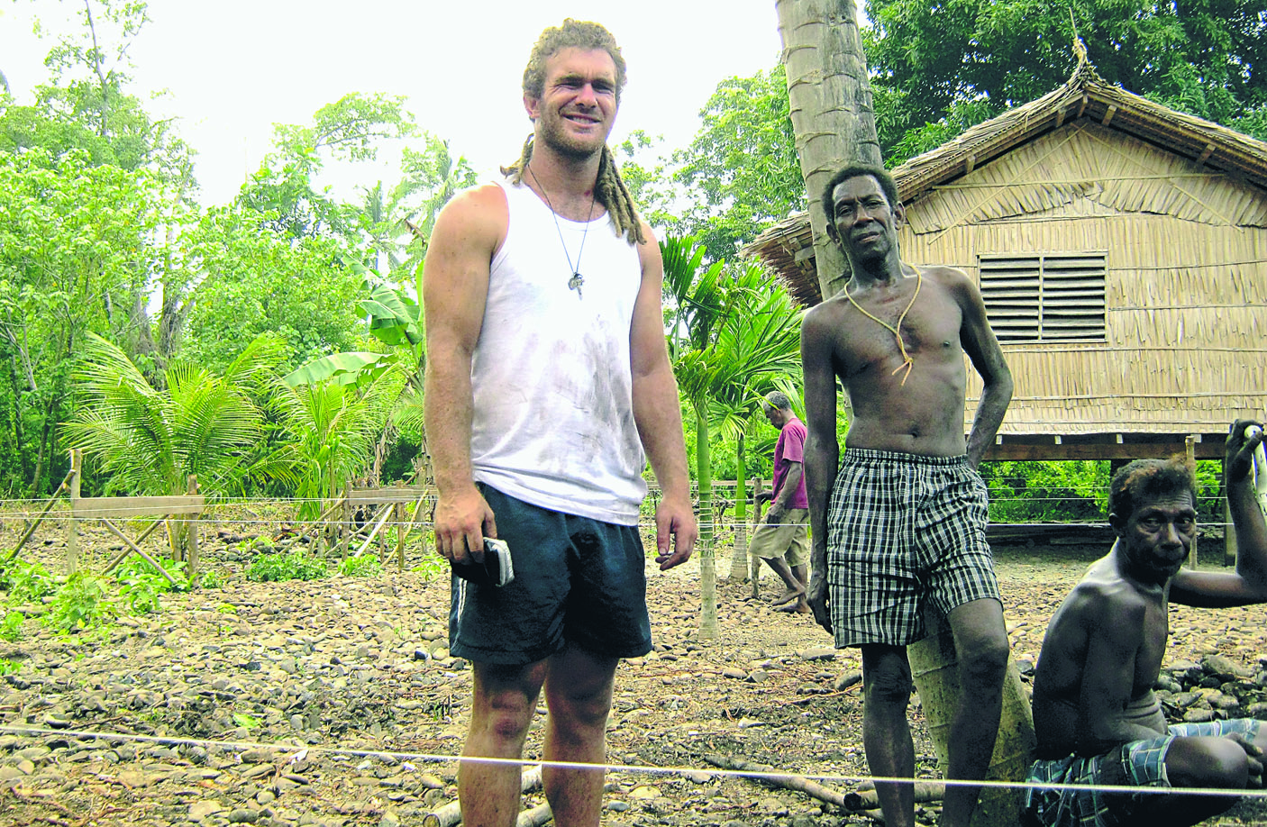 Matthew O'Sullivan at the new church project in the Solomon Islands.