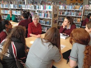 Carmel girls learn about religious life in a “speed dating” session with religious sisters.