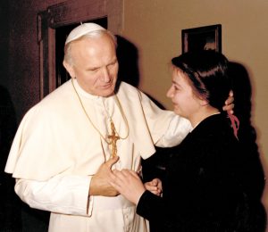 Pope John Paul II and Wiga Wislocka share a moment in 1981.
