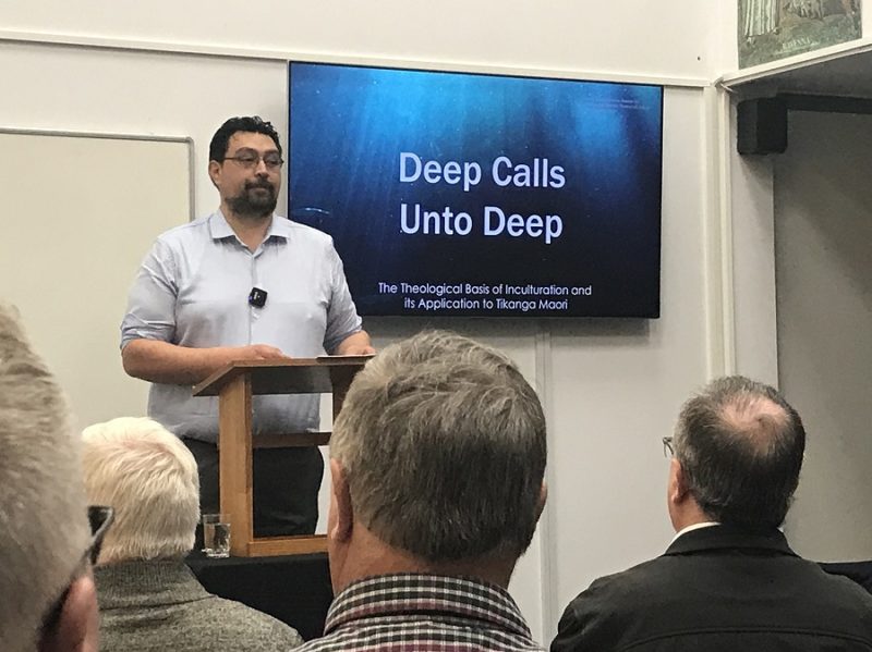 Hemi Ropata, SM, speaks at Te Kupenga-Colin Library’s morning tea
