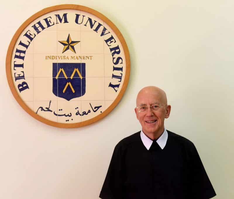LaSallian Brother Peter Bray, vice chancellor of Bethlehem University, poses at his office in the West Bank, June 9, 2021. (CNS photo/Debbie Hill)