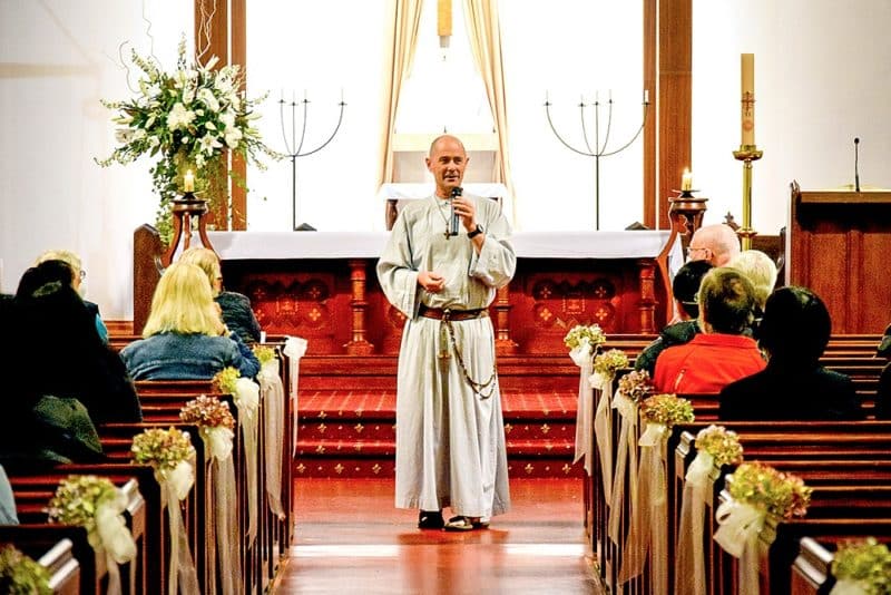Fr Robert Rieger speaks at St Benedict’s church (Photo: Jana Cerquettini)