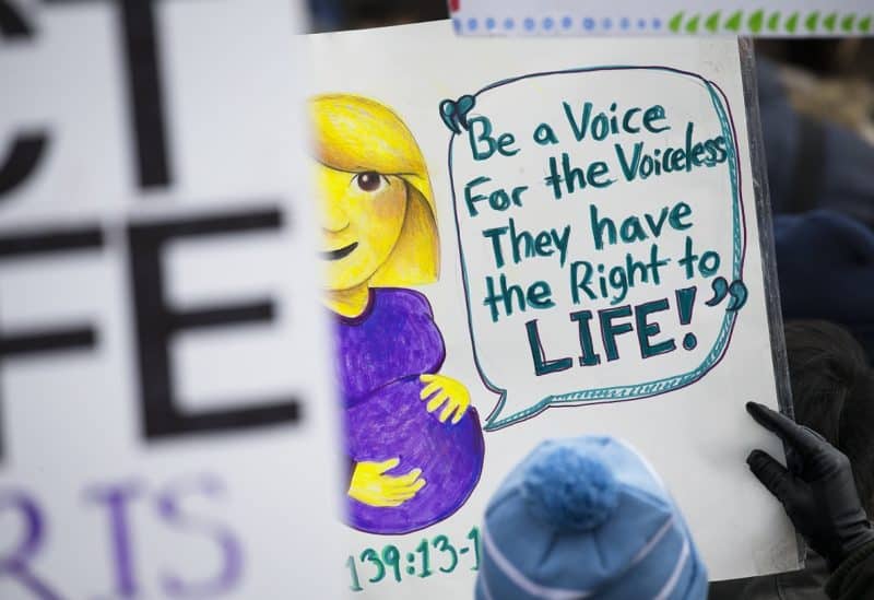 A pro-life sign is displayed during the 2019 annual March for Life rally in Washington Jan. 18, 2019. (CNS photo/Tyler Orsburn)