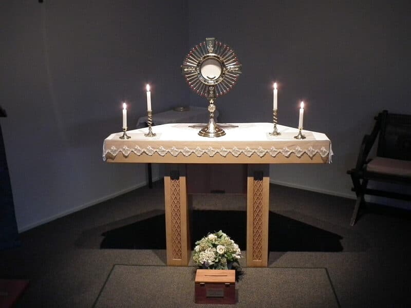 The Blessed Sacrament exposed at the chapel of St Gregory’s church in Christchurch.